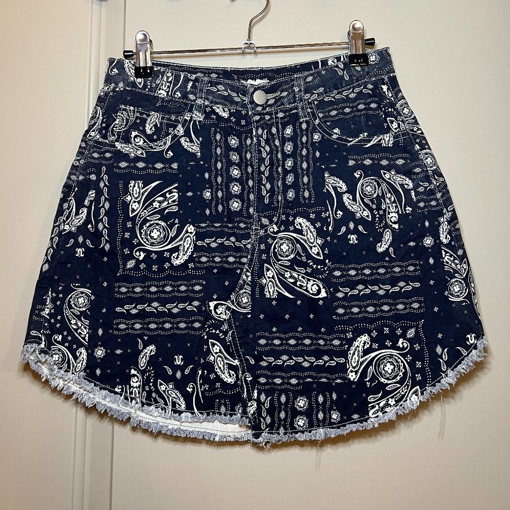 Paterned Jean Skirt